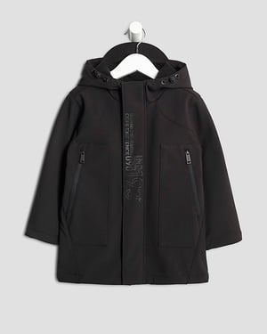 River Island Mini Boys Jacket Black Hooded Printed