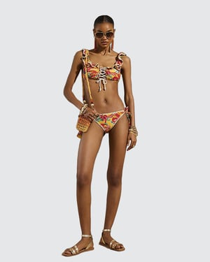 River Island Womens Bikini Top Yellow Del Maar Frilled Cami