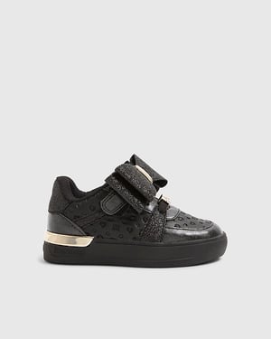 River Island Mini Girls Trainers Black Bow Glitter