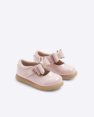 River Island Mini Girls Mary Jane Shoes Pink Patent Bow