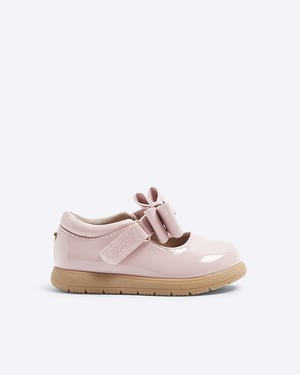 River Island Mini Girls Mary Jane Shoes Pink Patent Bow