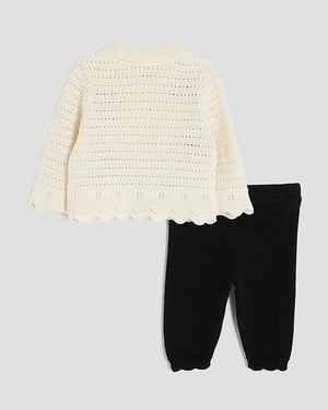 River Island Baby Girls Cardigan & Shorts Set Cream Daisy Crochet