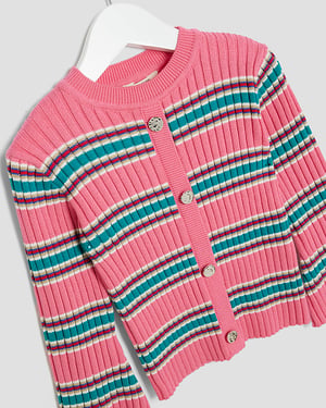 River Island Mini Girls Cardigan Pink Knitted Striped