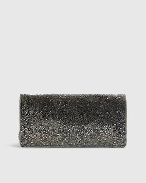 River Island Womens Clutch Bag Grey Perspex Diamante