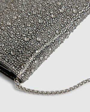 River Island Womens Clutch Bag Grey Perspex Diamante