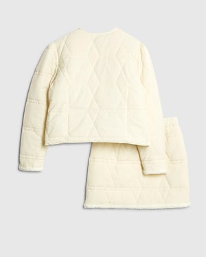 River Island Girls Jacket & Skirt Set White Quilted 2 Piece