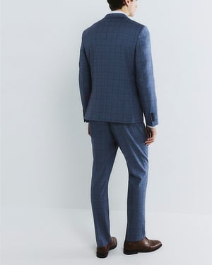River Island Mens Suit Trousers Blue Check Skinny