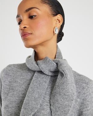 River Island Womens Jumper Grey Knitted Scarf Neck Sweater