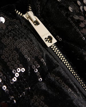 River Island Girls Puffer Coat Black Sequin