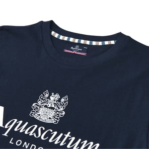 Aquascutum Active Beach Basic Big Logo Navy Blue T-shirt