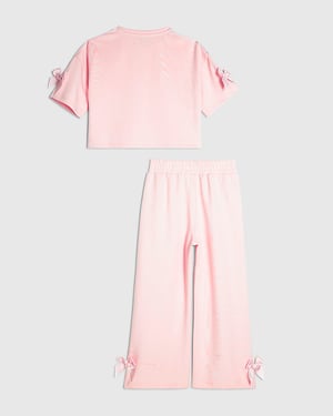River Island Girls T-Shirt & Joggers Set Pink Love Bow 2 Piece