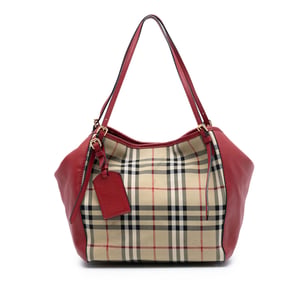 Pre-owned Small Haymarket Check Canvas And Leather Canterbury Tote