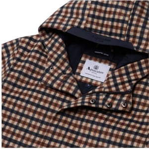 Aquascutum Active Wool Hooded Active Coat Club Check Jacket