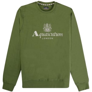 Aquascutum Active Big Logo Rundringad Armégrön Tröja