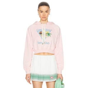 Casablanca Printed Cropped Hoodie Afro Cubism Tennis Club Pale Pink Hoodies