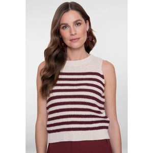 Geisha 64093-70 010 spencer striped off-white/cherry red