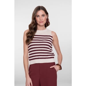 Geisha 64093-70 010 spencer striped off-white/cherry red