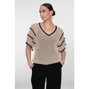 Geisha 64050-23 721 pullover raglan v-neck light sand/black