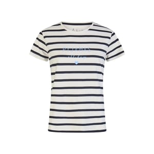 By Louise Dames korte pyjama set shortama wit/donkerblauw gestreept