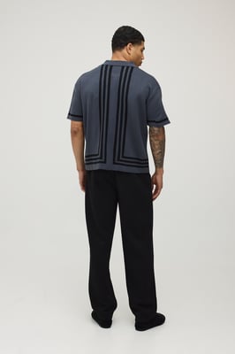 Relaxed Border Stripe Knitted Shirt