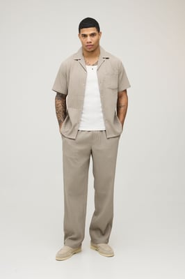 Regular Fit Deep Revere Irregular Pleat Shirt and Trouser Set