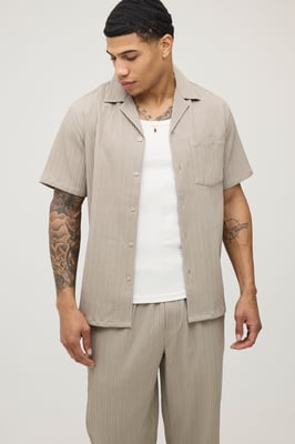 Regular Fit Deep Revere Irregular Pleat Shirt and Trouser Set