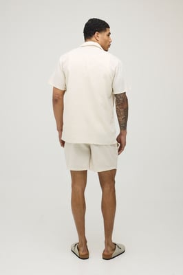 Holiday Linen Blend Regular Shirt & Relaxed Short Set