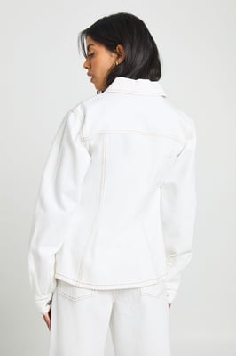 Cinched Waist Seam Detail Denim Jacket