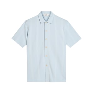 Ben Sherman Heren Verticale Pique Textuur Shirt (Poederblauw)