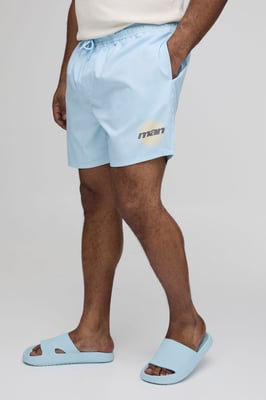 Plus Man Placement Print Mid Length Swim Shorts