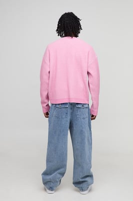 Boxy Varsity Rib Knitted Cardigan