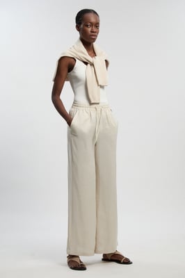 Linen Wide Leg Woven Trouser