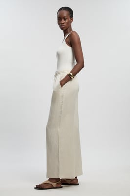 Linen Wide Leg Woven Trouser