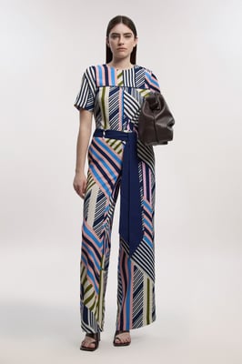 Petite Geo Print Twill Cap Sleeve Woven Top