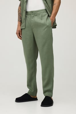 Slim Fit  Half & Half Waist Linen Blend  Trouser