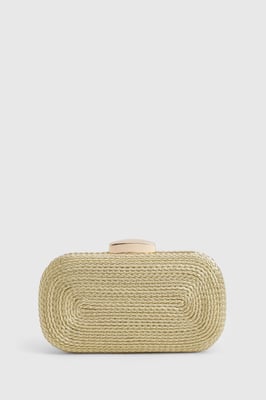 Metallic Gold Raffia Clutch Bag