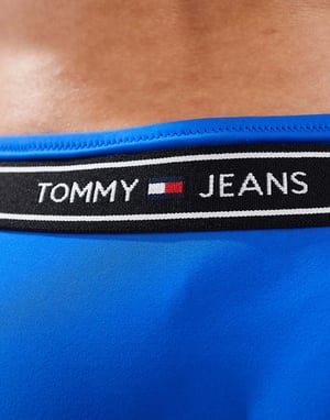 Tommy Jeans logoband knytbikinitrosor i koboltblå