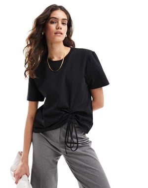 French Connection Rallie rynkad bomull t-shirt i svart