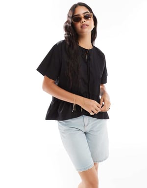 ASOS DESIGN smock knyt-top i svart