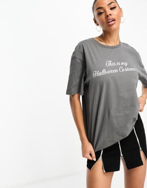 In The Style Halloween-kostymmotiv t-shirt i tvättad grå