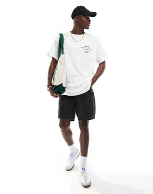 ASOS DESIGN oversized t-shirt i vitt med limoncello-tryck