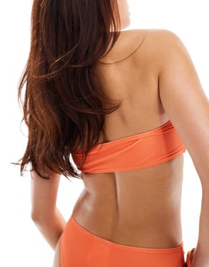 Noisy May snurrad front bikiniöverdel i orange och rosa
