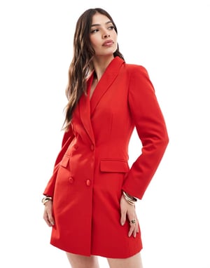 Miss Selfridge figurnära blazerkjol i röd