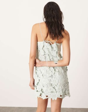 ASOS EDITION blommig skuren cami skift mini klänning i ljusgrön
