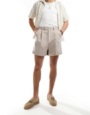 ASOS DESIGN smart korta bermudashorts i stenfärg