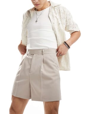ASOS DESIGN smart korta bermudashorts i stenfärg
