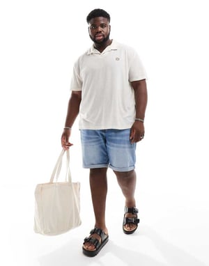 ASOS DESIGN stretch slim regular längd denim shorts i vintage ljus tvätt blå