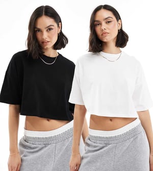 Miss Selfridge 2-pack kortärmad t-shirt i svart och vitt