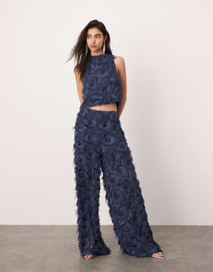 ASOS EDITION texturerat zip-back racer-top set i blått