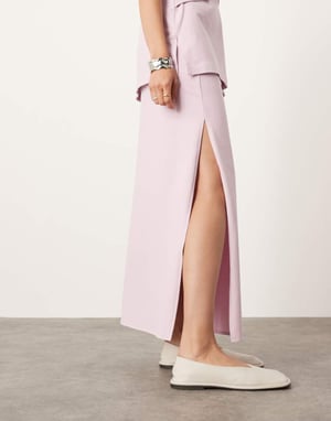 ASOS EDITION premium texturerad jersey maxikjol co-ord med sidoklyfta i lilak